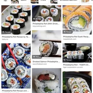 a variety of sushi and rolls