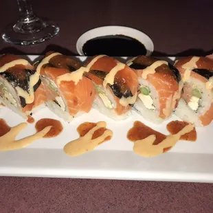 Half of a Bengal Roll, in actuality it has 10 pieces and is delicious and quite filling.