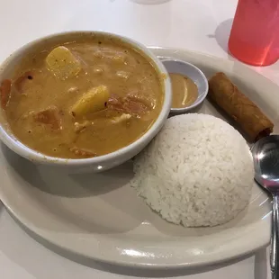 Mussamun Curry  with egg roll.
