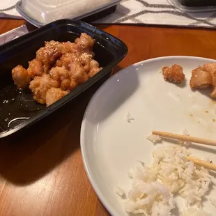 Sesame chicken. White rice. No veg.  $15 Fried rice?  $8 upcharge.