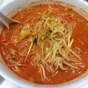 Chicken Kout Poon (chicken curry noodle soup) spicy and yummy!