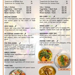 the menu of the restaurant