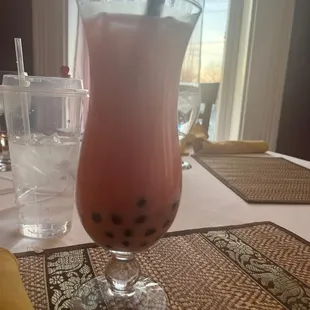 Strawberry boba tea