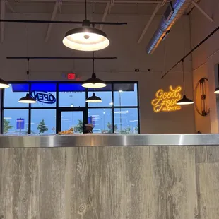 Looking up front from the counter service bar!