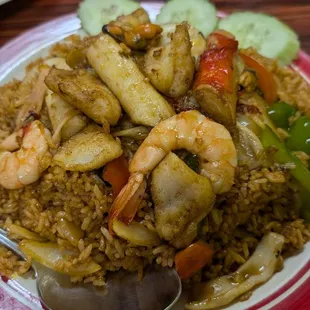 Basil &amp; veggies fried rice with added seafood (mild)