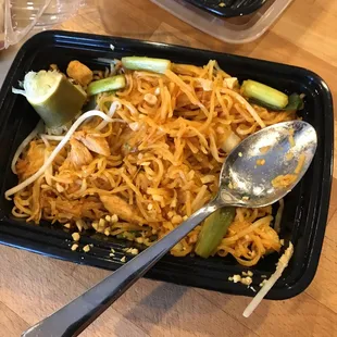 Disgusting chicken pad Thai.