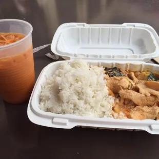 Red curry + thai icetea