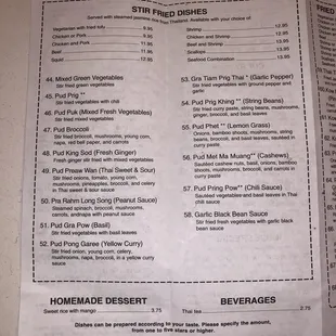 the menu for the restaurant