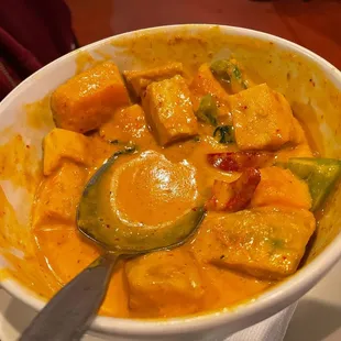 Pumpkin red curry with tofu (made vegan)