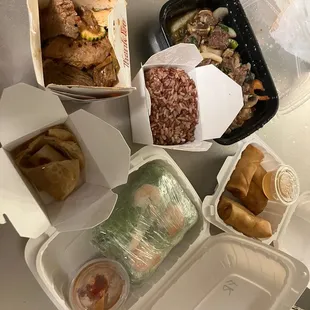 Takeout! Fresh Rolls, Spring Rolls, Basil Lamb, Pad Pedi, Roti