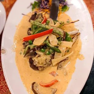 Chef&apos;s special lamb in red curry