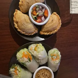 curry puff and fresh rolls