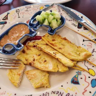 Chicken Satay  - not juicy with a chalky texture.