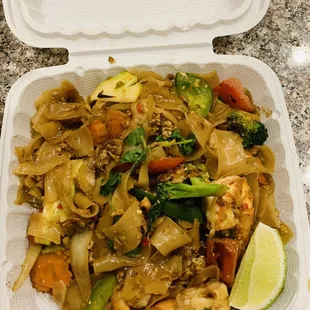Pad Kee Mao with Shrimp