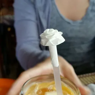 Love the rose they made for my tea straw.