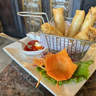 Fried Egg Rolls and that sweet sauce paired so good together!