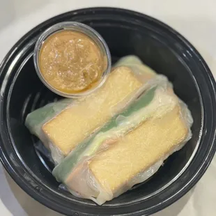 smoke tofu roll with peanut sauce (GF)