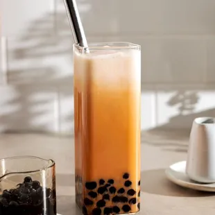 Thai iced tea with boba