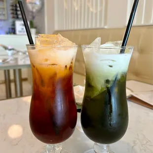 Thai iced tea and green Thai iced tea