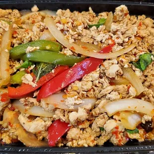 47. Pad Gra Prow: Ground Chicken ($14)