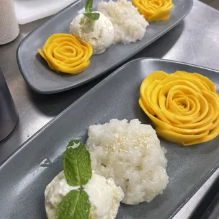 Mango Sticky Rice with Ice Cream