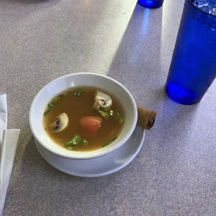 Their house soup with an egg roll