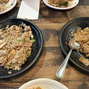 House fried rice with chicken and pad see ew