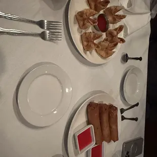 Crab Rangoon and egg rolls