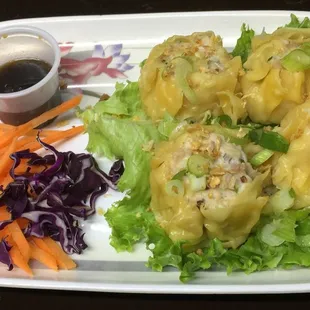 1. Steamed, chicken and Shrimp Shumai Mixed of ground chicken and shrimp dumpling, with soy garlic dipping sauce,
