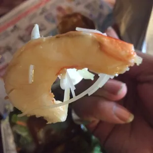There's a vein on the shrimp and the shrimp tasted frozen.