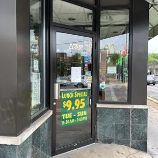 the front door of a restaurant