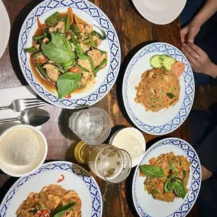 Pad Krapraw (Basil), Kea Mao, Thai Fried Rice, Panang Curry, Red Curry