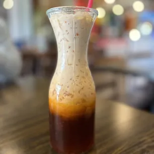 Order a Thai iced tea and they bring you a carafe! You could easily share this with another person. Or, enjoy it all by yourself :)