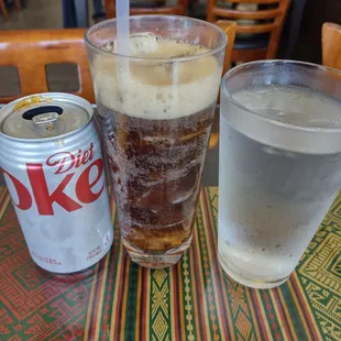 Diet Coke and water
