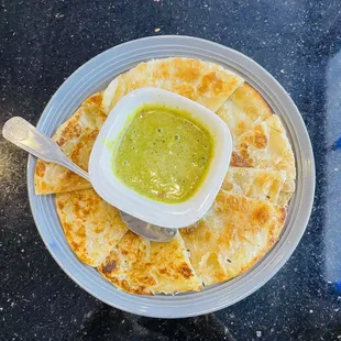 Roti with green sauce