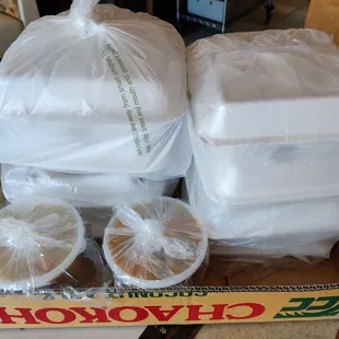 Our takeout order - neatly wrapped!