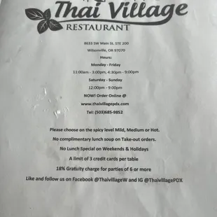menu