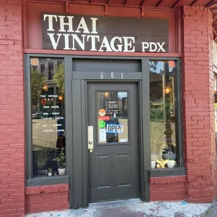 the entrance to the restaurant