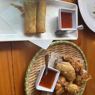 1. Crispy Egg Rolls and 8. Original Thai Chicken Wings