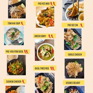 a variety of dishes