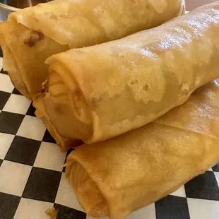 Crispy, crunchy chicken egg rolls. Total yum!.