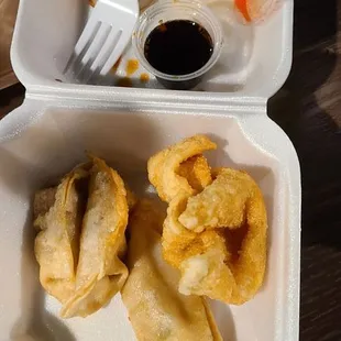 Crab rangoon and dumplings