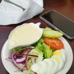 Salad, spring roll!