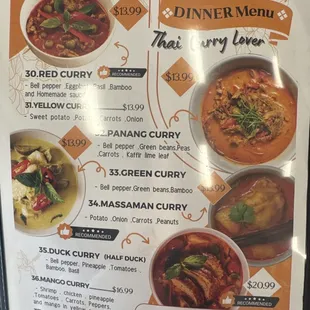 Page 3 dinner menu