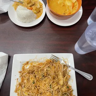 Pad Thai and  Massaman Curry