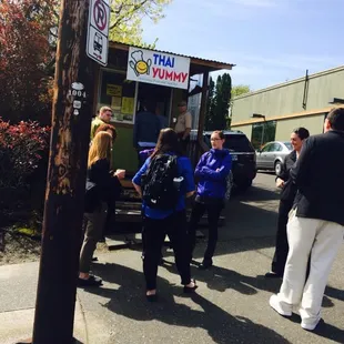 A group of hungry folks waiting for Yummy Thai food!!!!