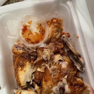 Sauced spilled everywhere due to melted plastic cap