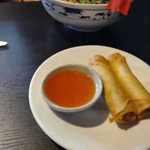 Complimentary egg rolls