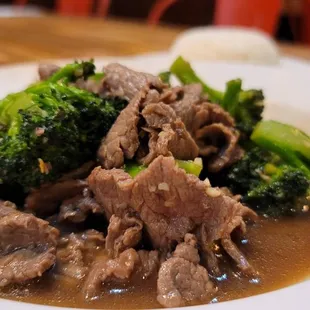 Beef Broccoli Stir Fry served with white rice