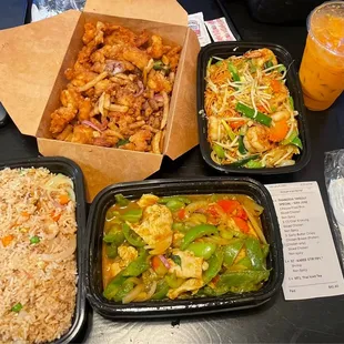 - 41 HOUSE FRIED RICE - - *C1 - CHAR KROEUNG - - 57 - KAREE STIR FRY - garlic butter crispy